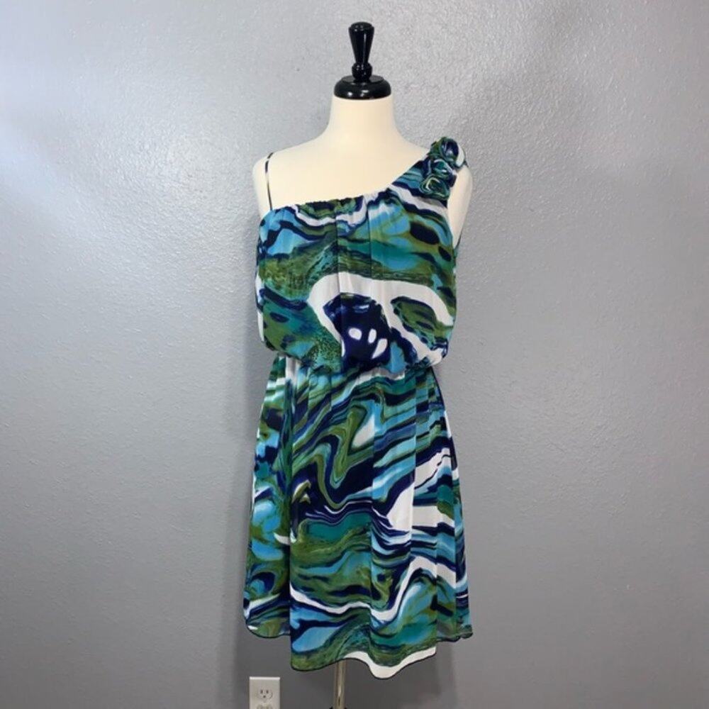 Valerie Bertinelli Rosette One Shoulder Dress 6